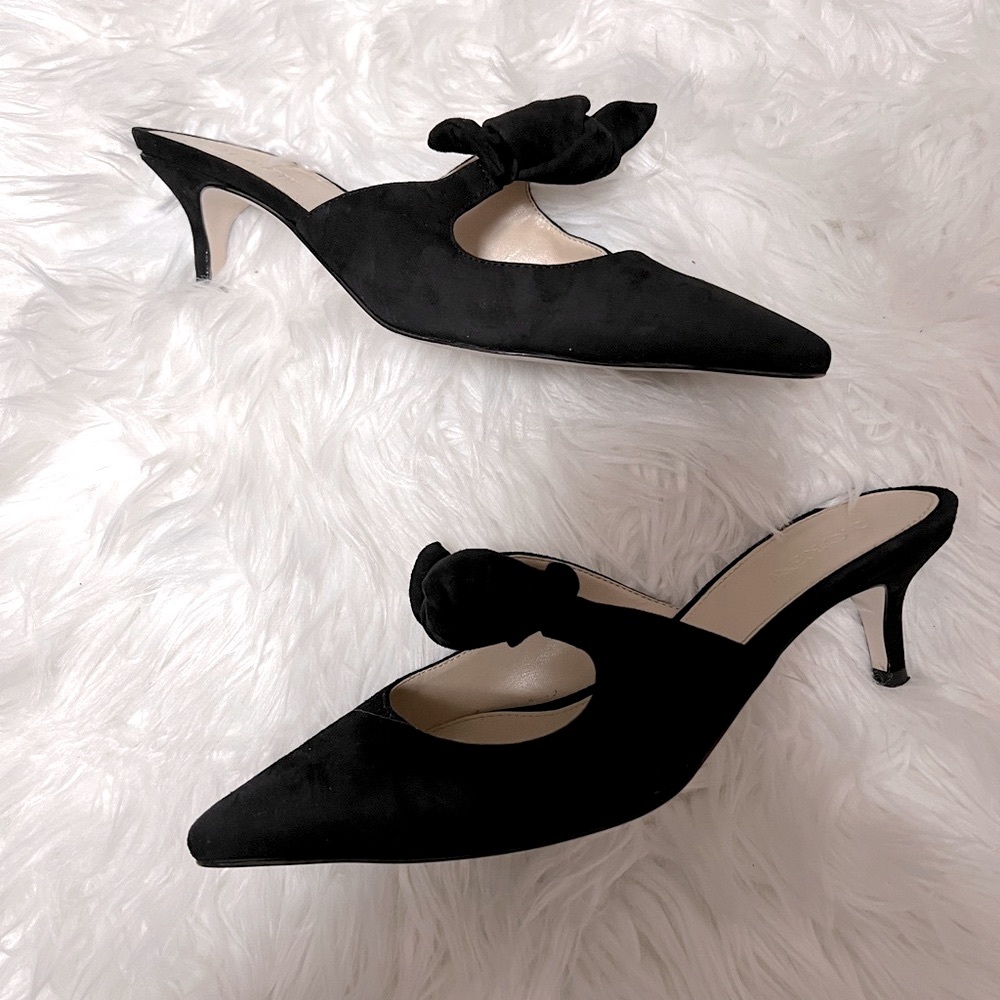 J Crew Sophia Mule Bow - 6.5 Black Suede